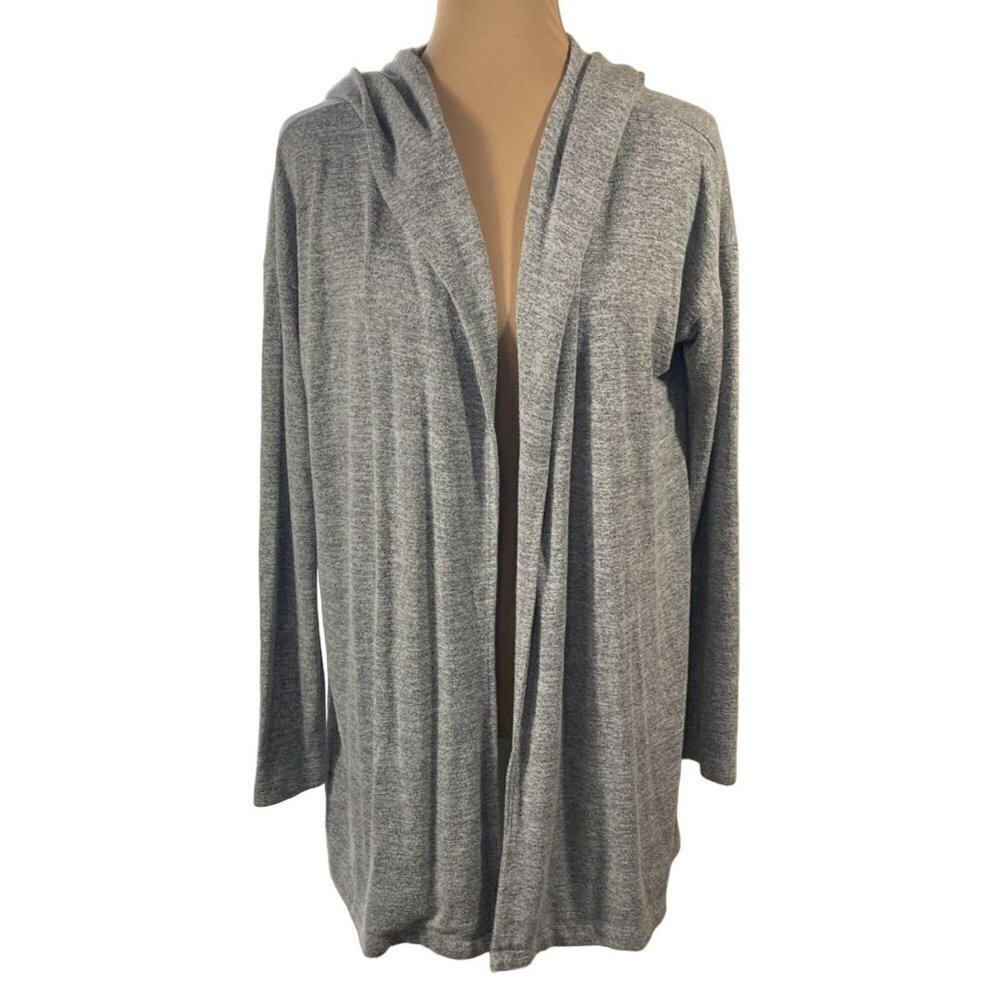 Gap Women's Open Front Lounge Cardigan Robe Marled Grey Longline Size M Medium